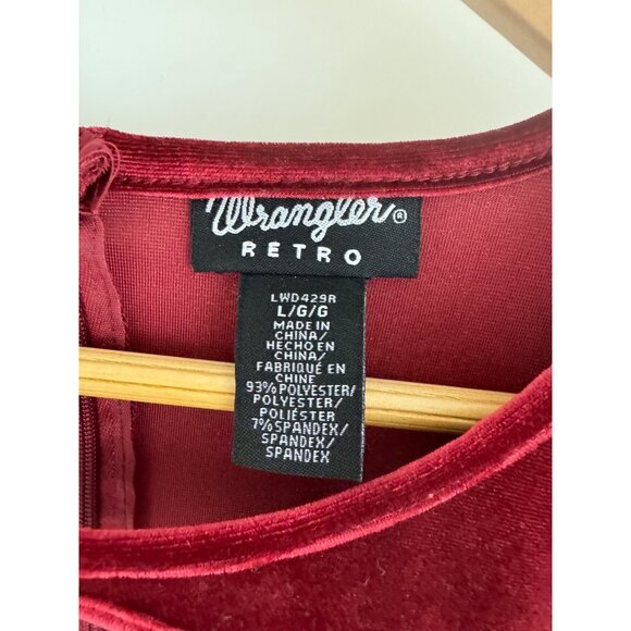 Size Large WRANGLER RETRO CUTOUT VELVET FIT & FLARE‎ DRESS Cowgirl Westerncore - Picture 3 of 4